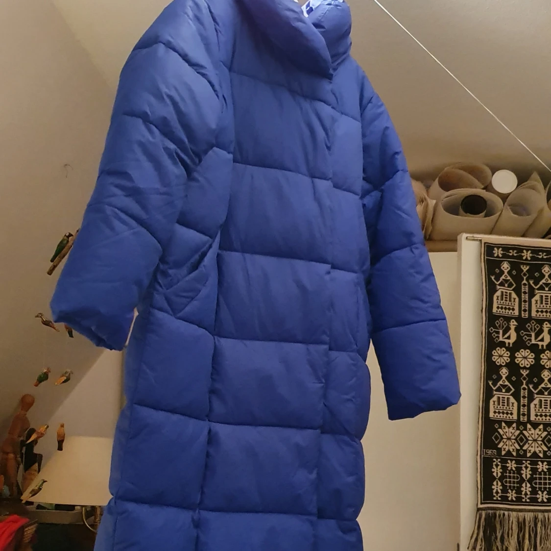 Unik long blue puffer jacka  - 90