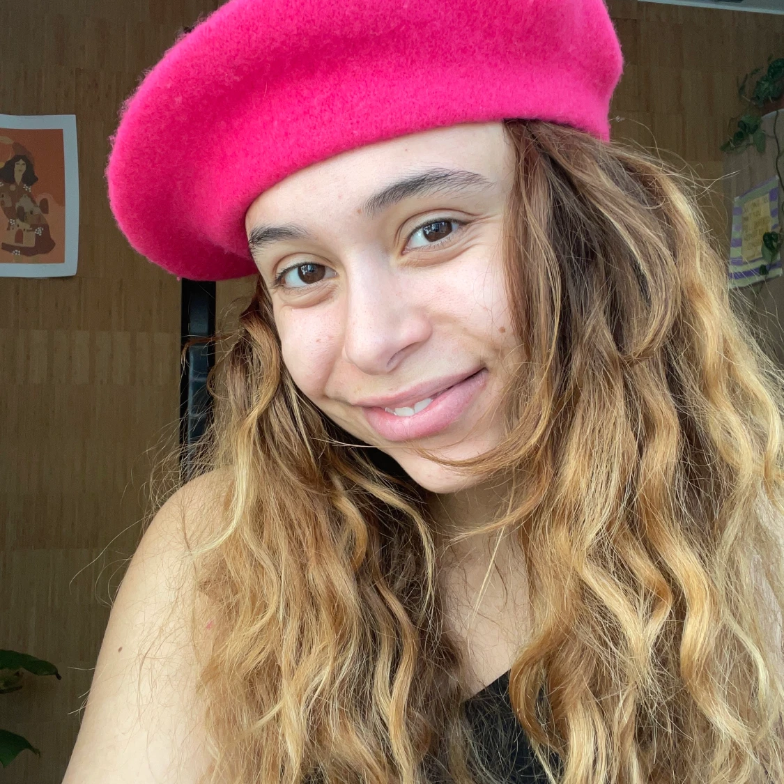 Hot pink wool beret - 90