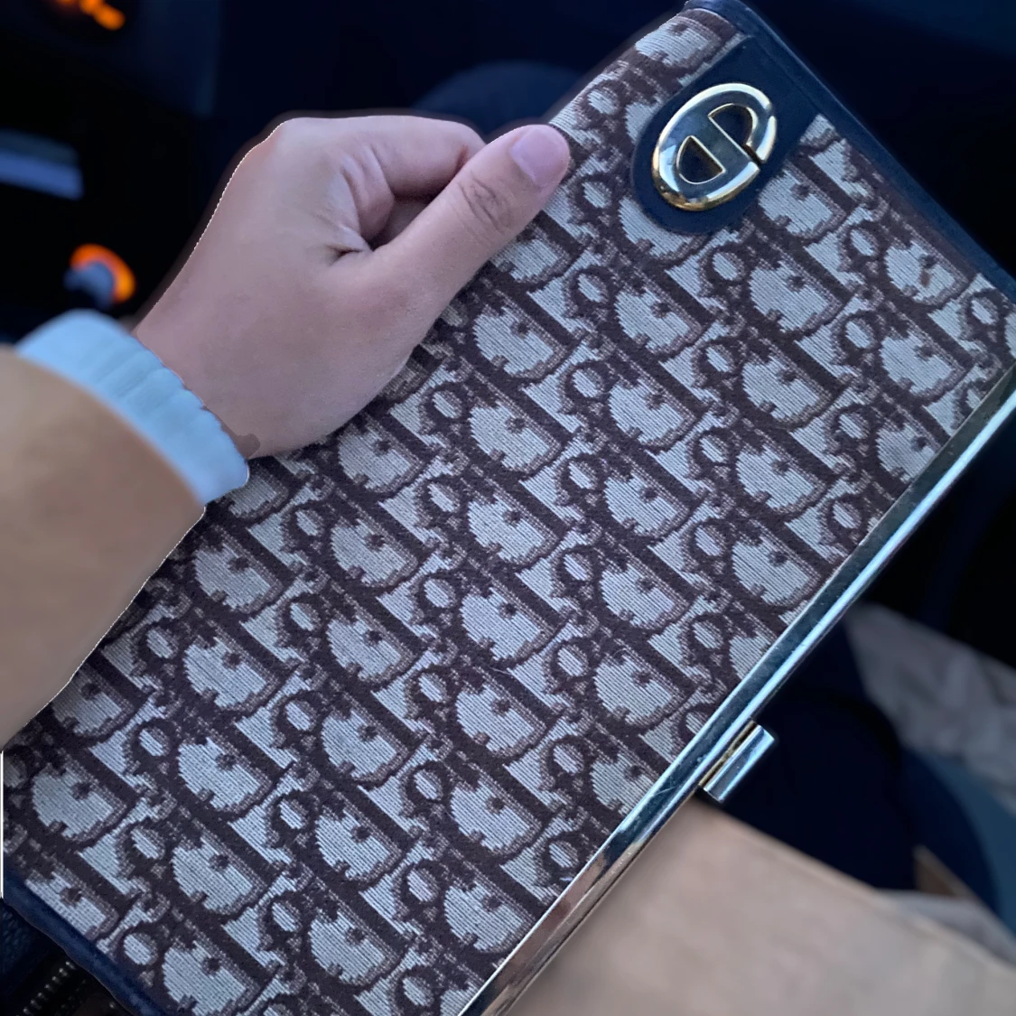 Dior monogram kuvertväska brun - 90