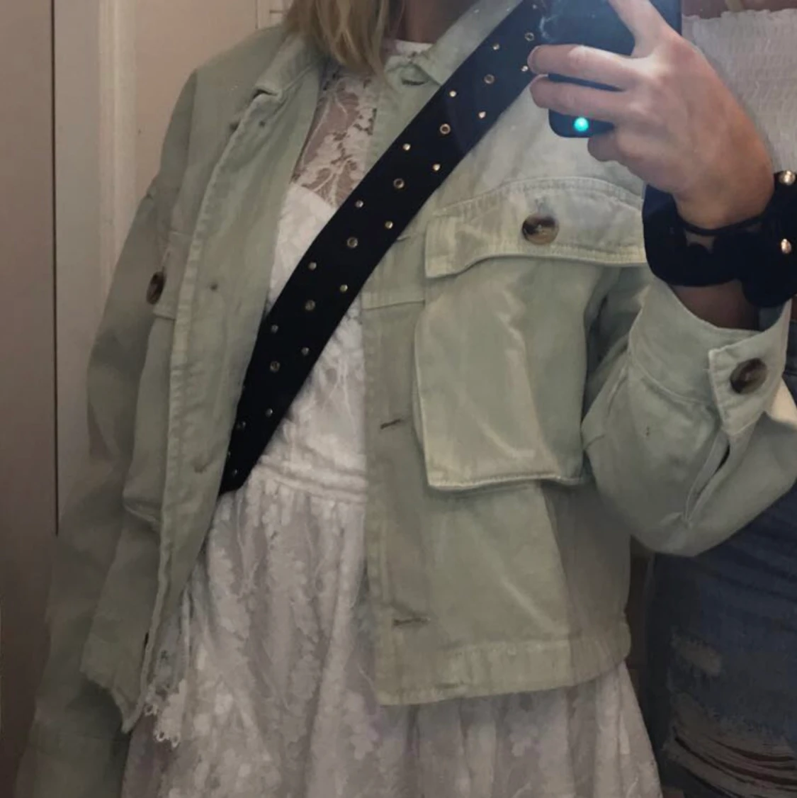 Mintgrön jeans jacka - 90