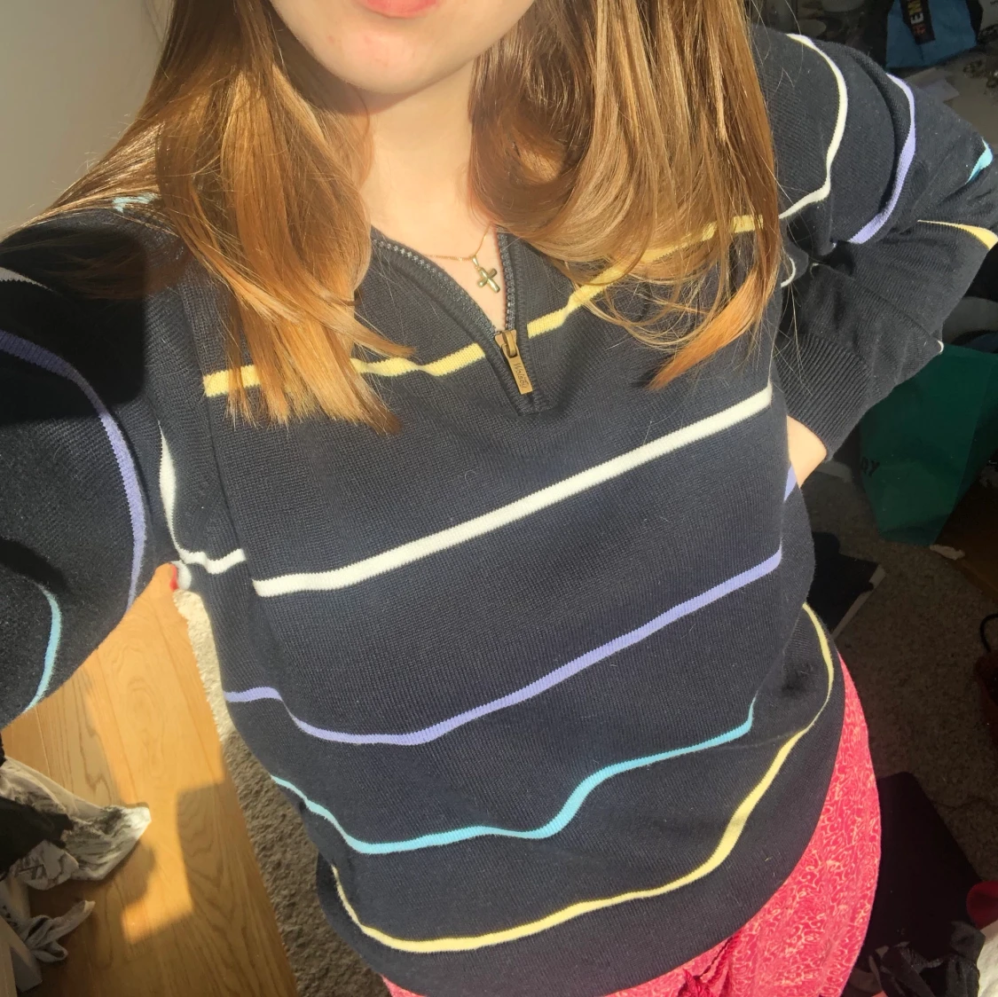 Stickad tröja med dragkedja - 90