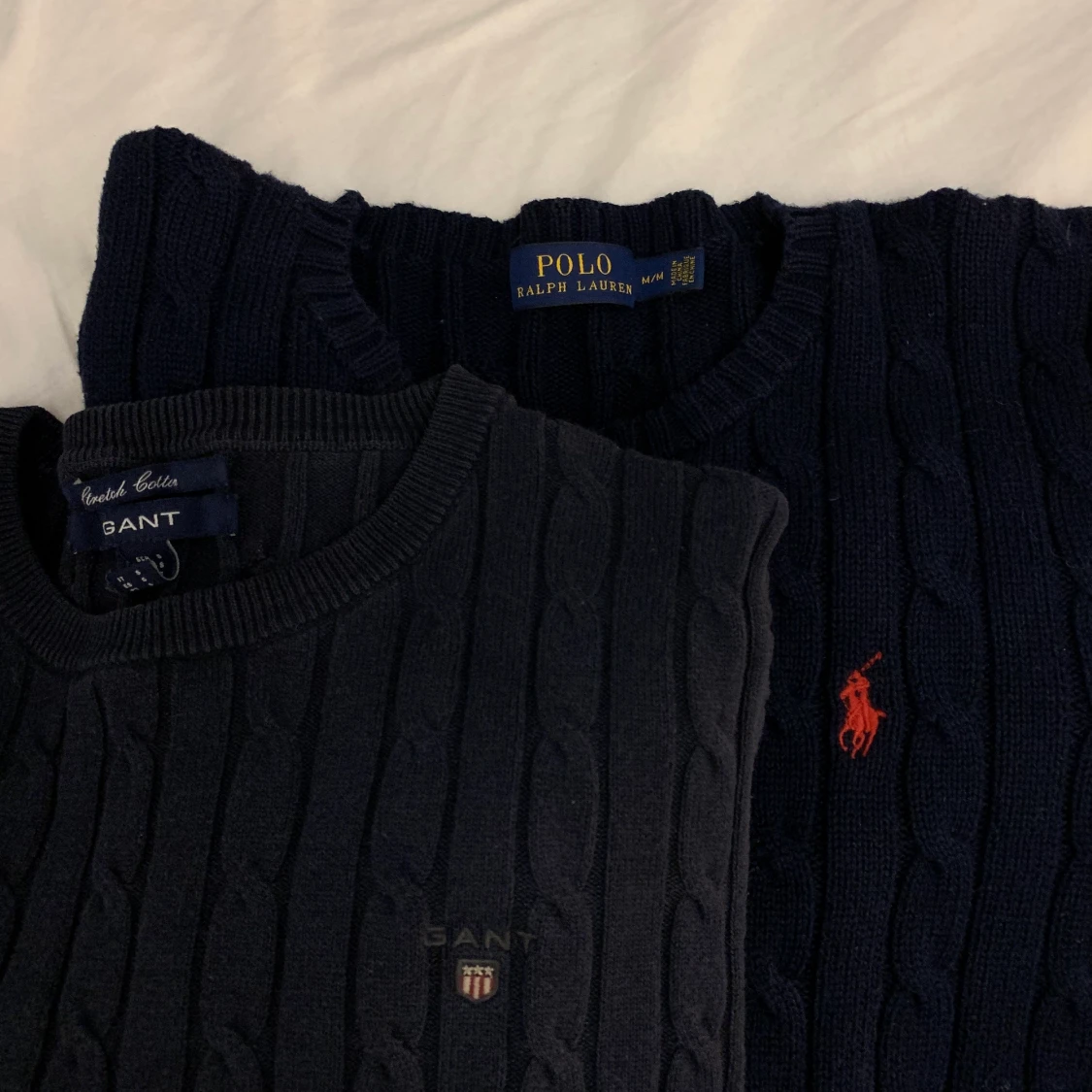Gant & Ralph Lauren kabelstickat St. S/M