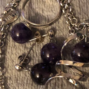 LBVYR set ametist - Helt nytt... lila ametister justerbar ring passar alla storlekar