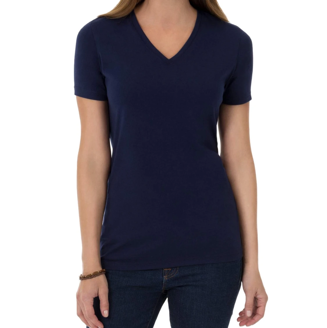 marinblå t-shirt, med vringning