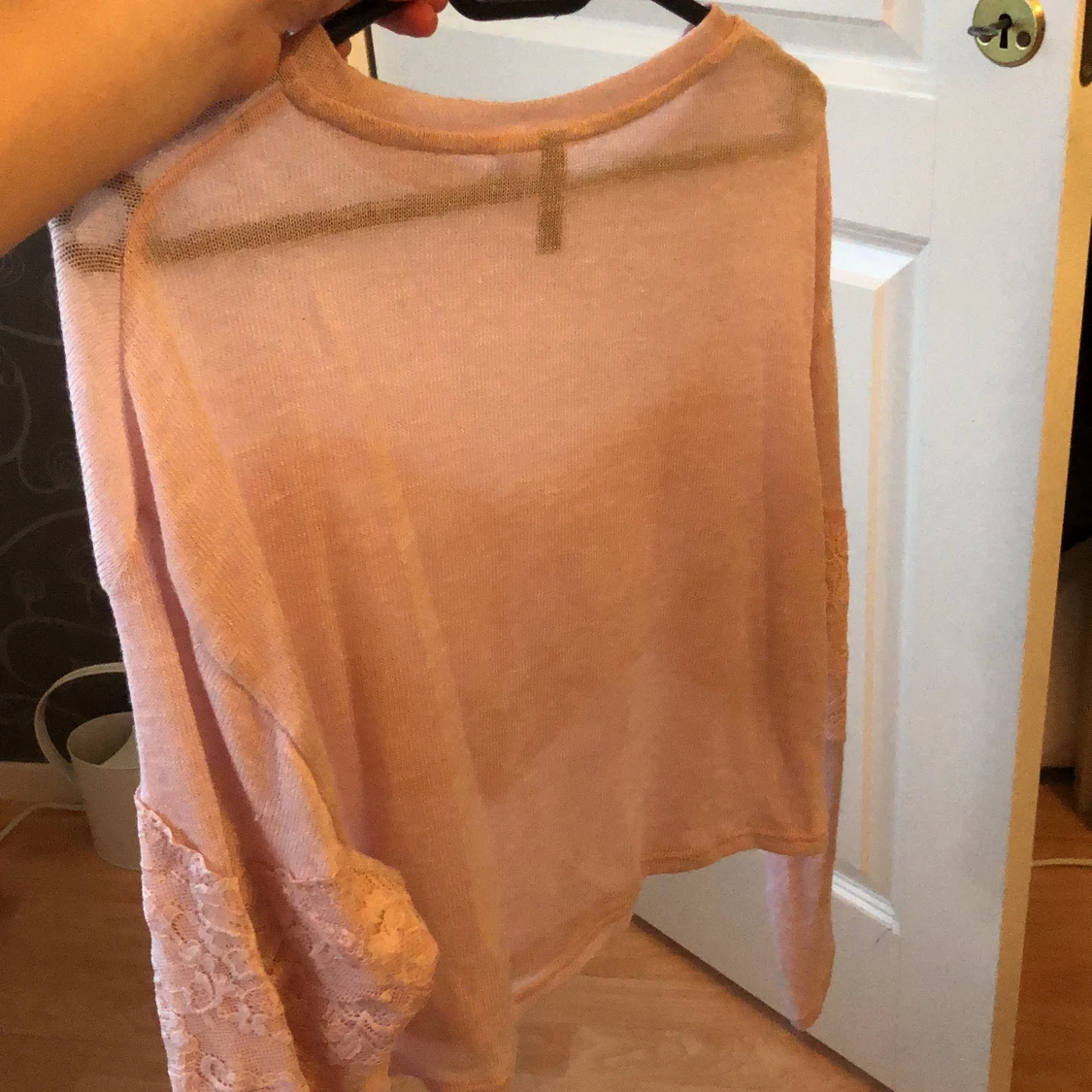 Ljusrosa stickad tröja - 90