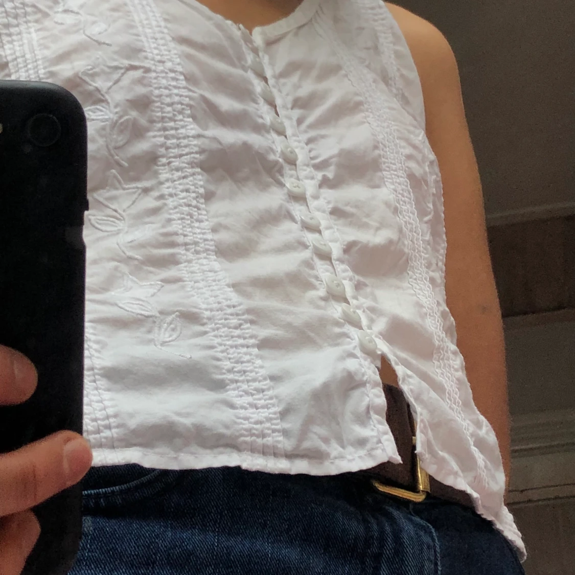 Vit bomullsväst  - 90