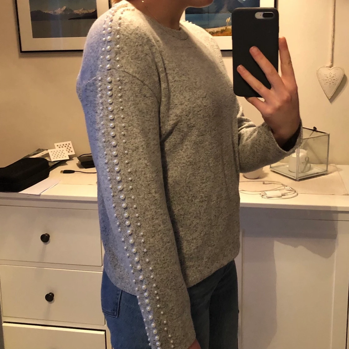 Grå långärmad tröja - 90