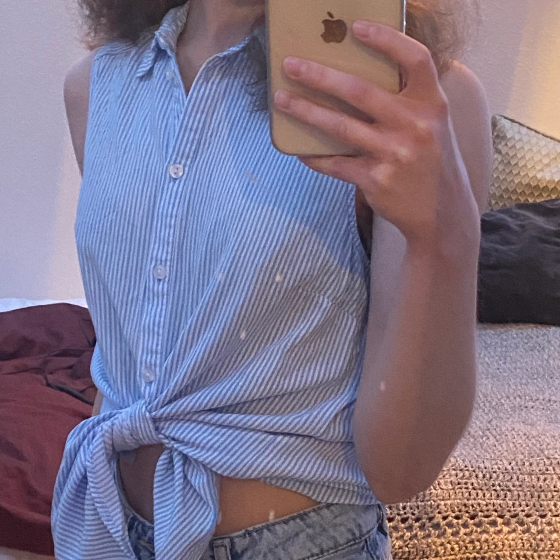 Randig armlös skjorta 