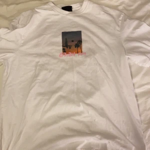 Hm t-shirt med tryck strl M - Tröjan är köpt på Herr avdelningen och är normal i storleken för män men passar precis lika bra för tjejer men då får man ha storleken i åtanke . Betalning sker via swish och pris går att diskutera. 