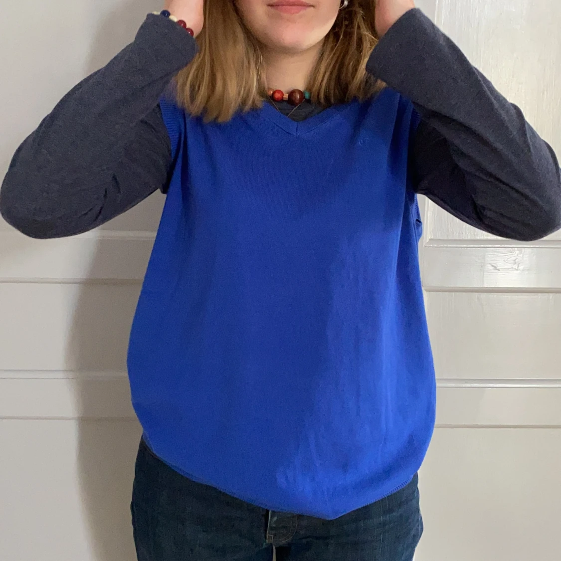 Blå väst strl M/L oversized - 91