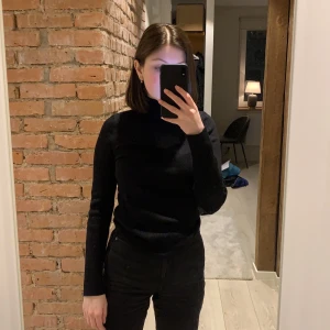 Svart polotröja - Svart polotröja i storlek S från Gina Tricot. Ribbat tyg i tajtare modell. Sparsamt använd och i bra skick. Köparen står för frakten ✨