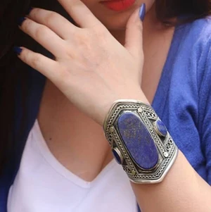 Afghan bracelet, Afghan handcuff  - Beautiful lapis lazuli Afghan handcuff , Afghan jewellery.. free delivery, payment through PayPal.. 