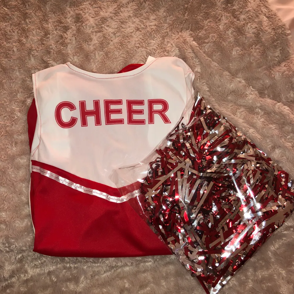 Säljer denna cheerleader kostym då den inte kommer komma till användning helt ny endast testad perfekt nu till Halloween!!. Klänningar.