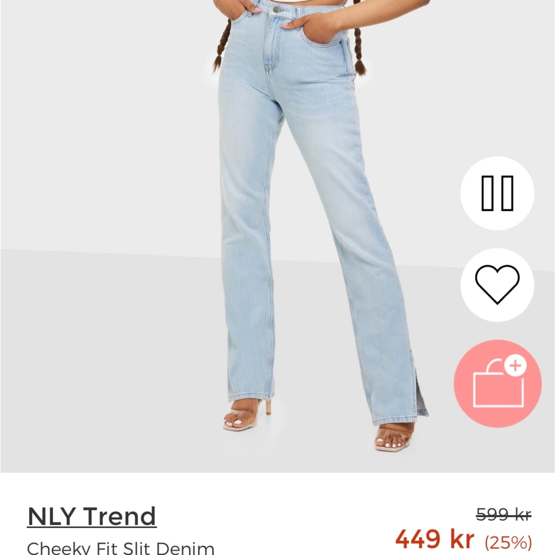 Högmidjade jeans med slits - 91