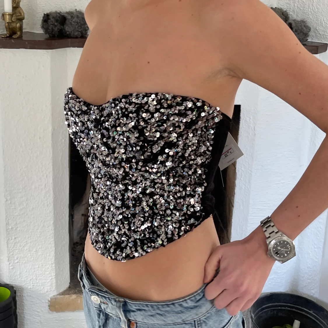 Glittrig corset topp