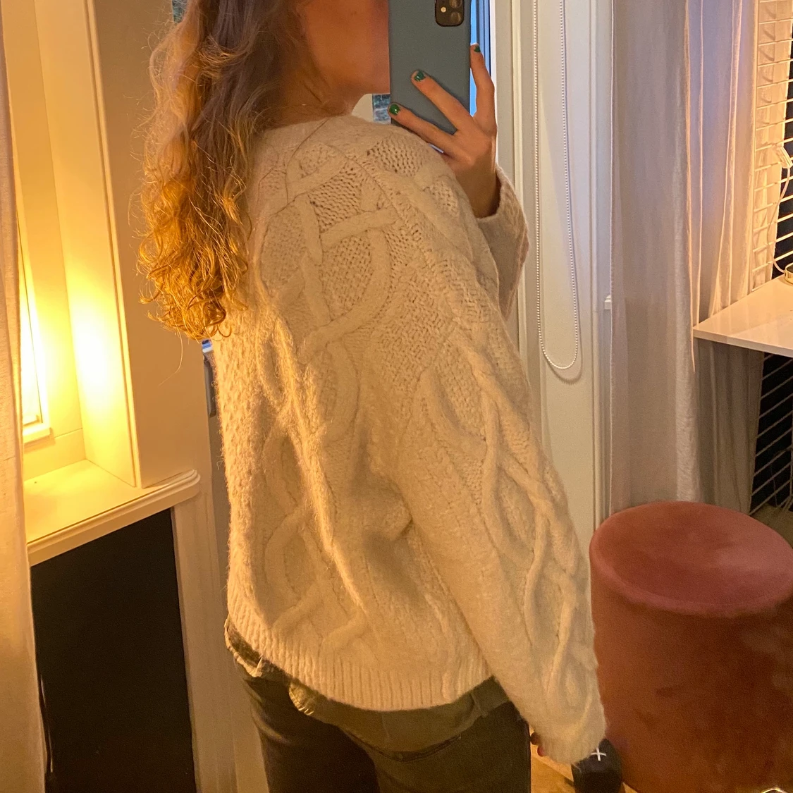 Vit stickad kofta - 90