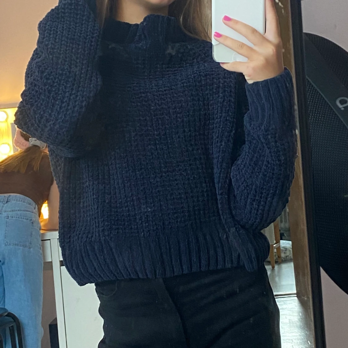 Blå tjock tröja - 90