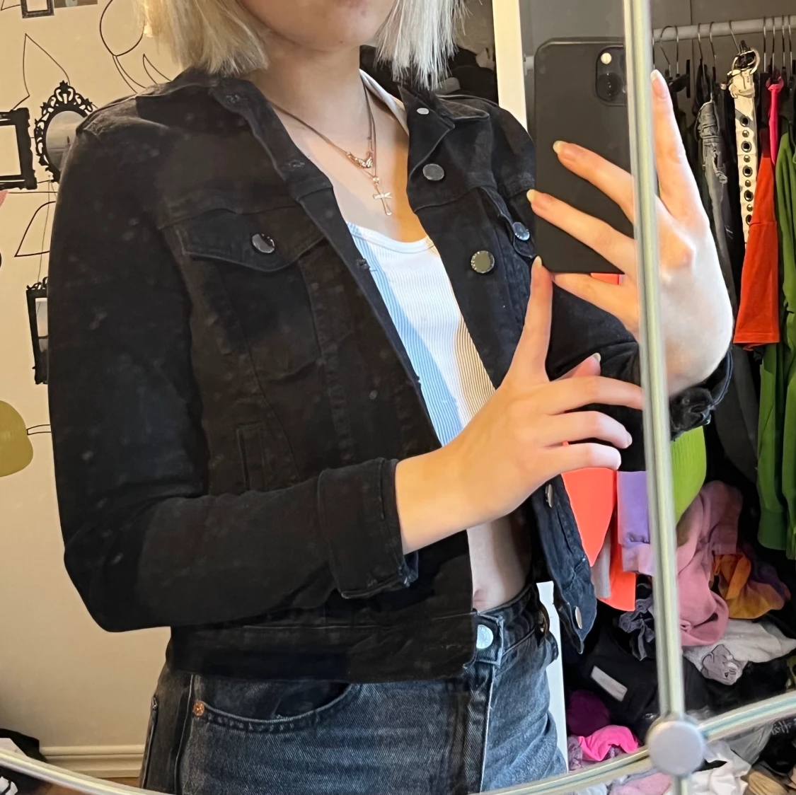 Svart jeansjacka - 90