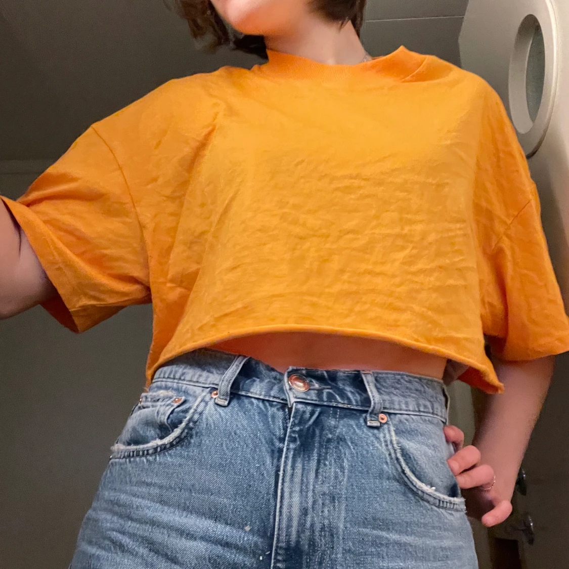 Orange crop top 