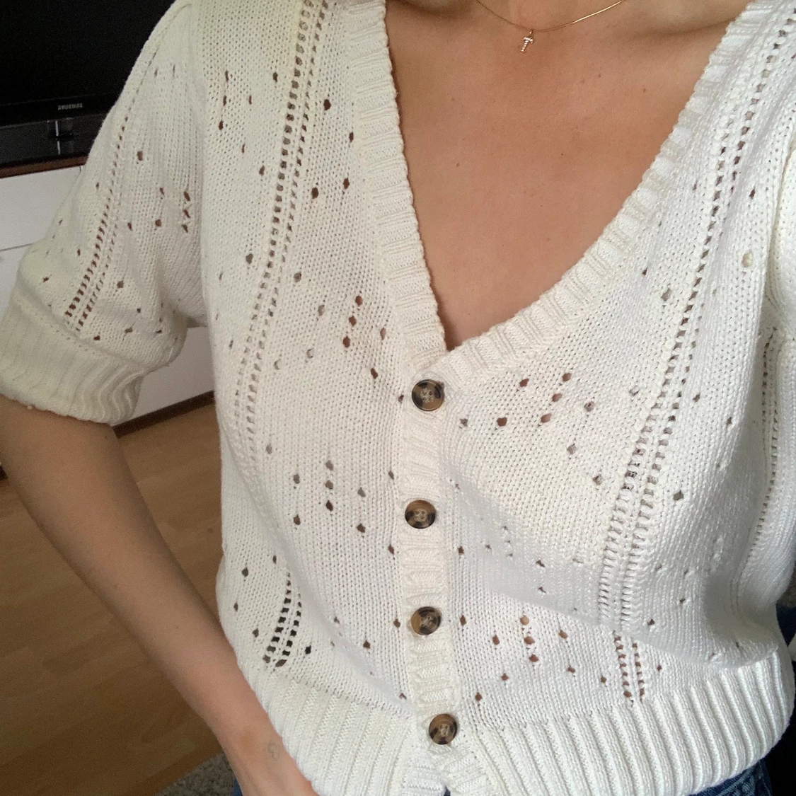 Vit Stickad tröja - 91
