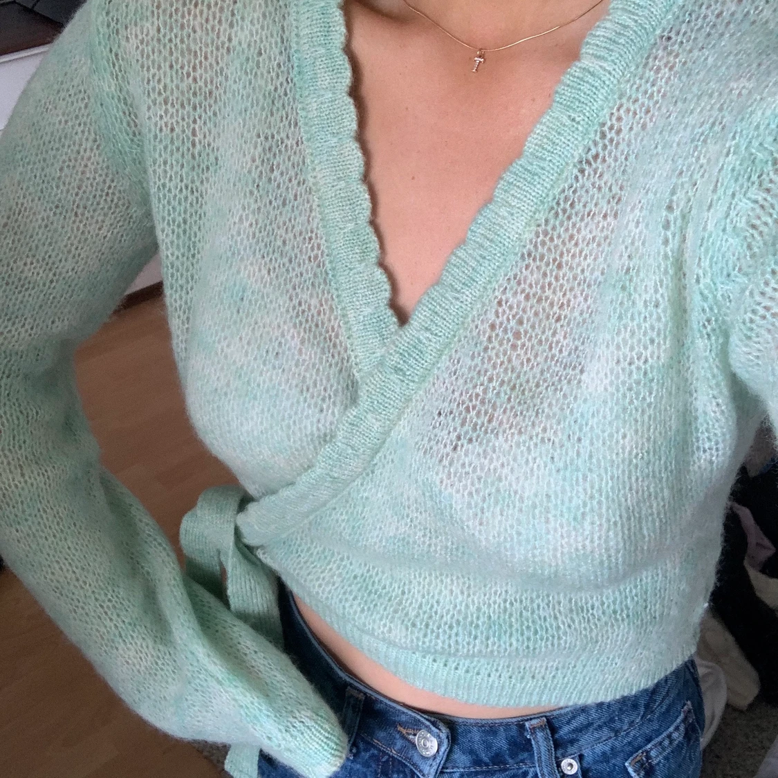 Grön stickad tröja - 91