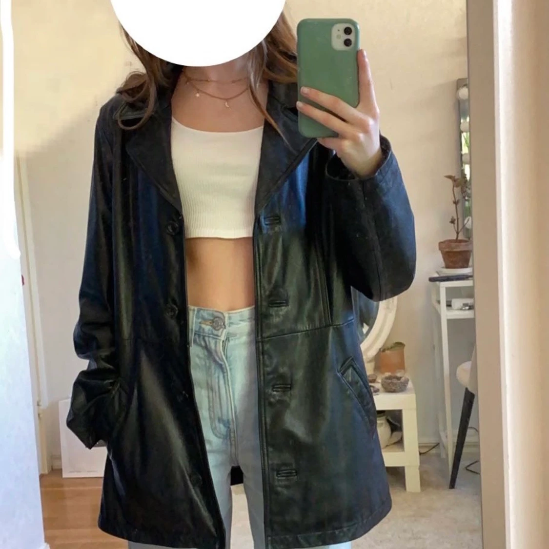 Oversized skinn/läderjacka 