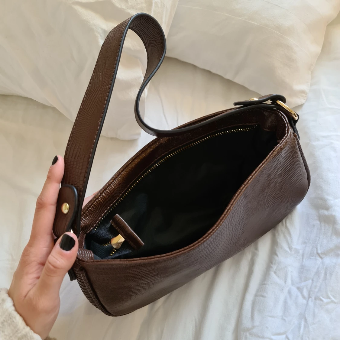 Brun baguette väska - 90