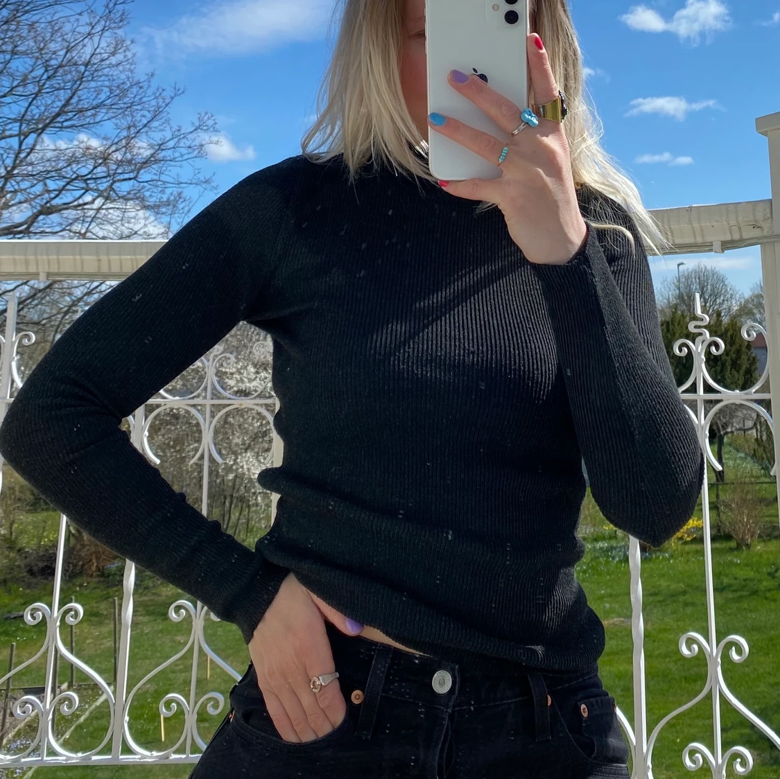 Ribbstickad halvpolo