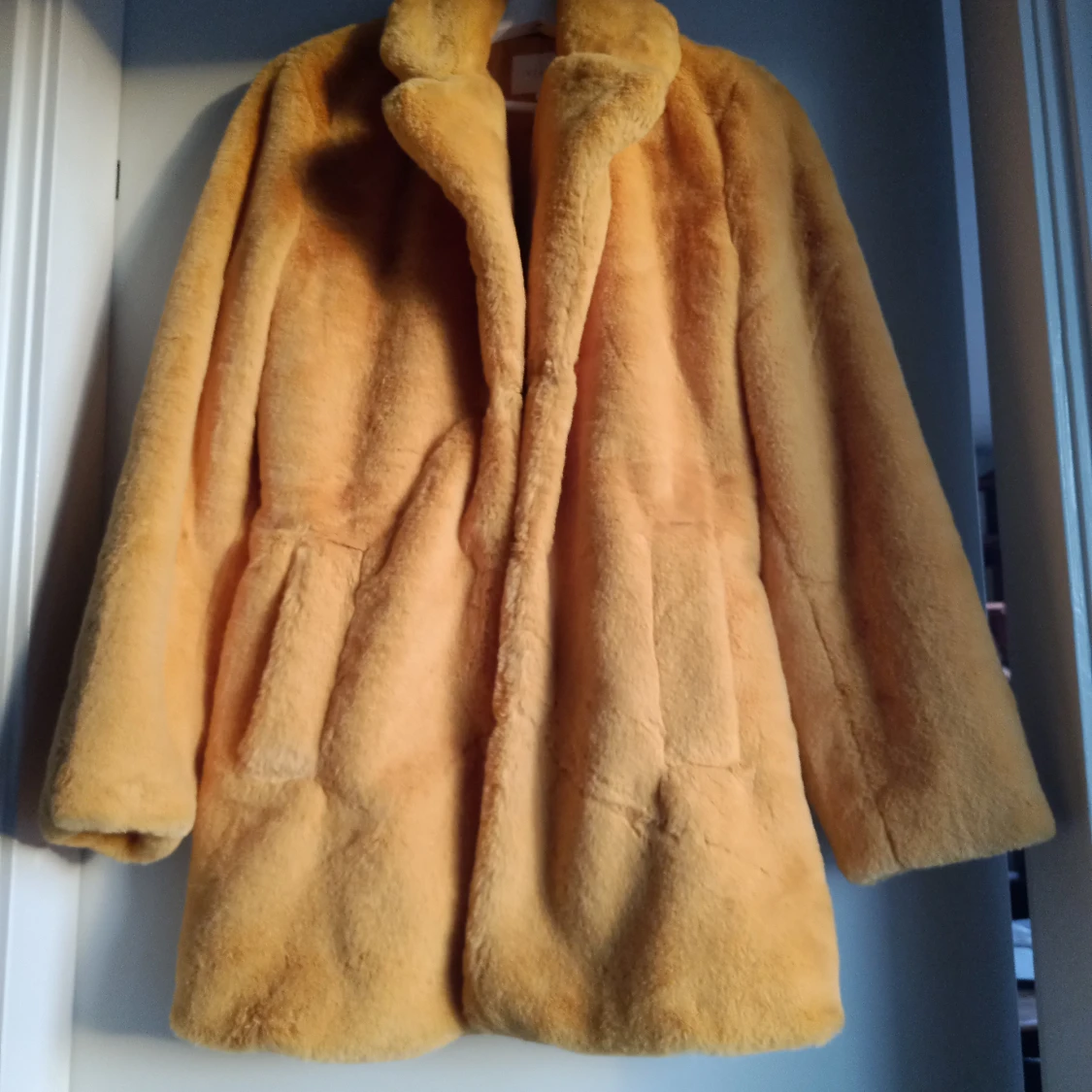 Fluffy sun yellow fur jacket