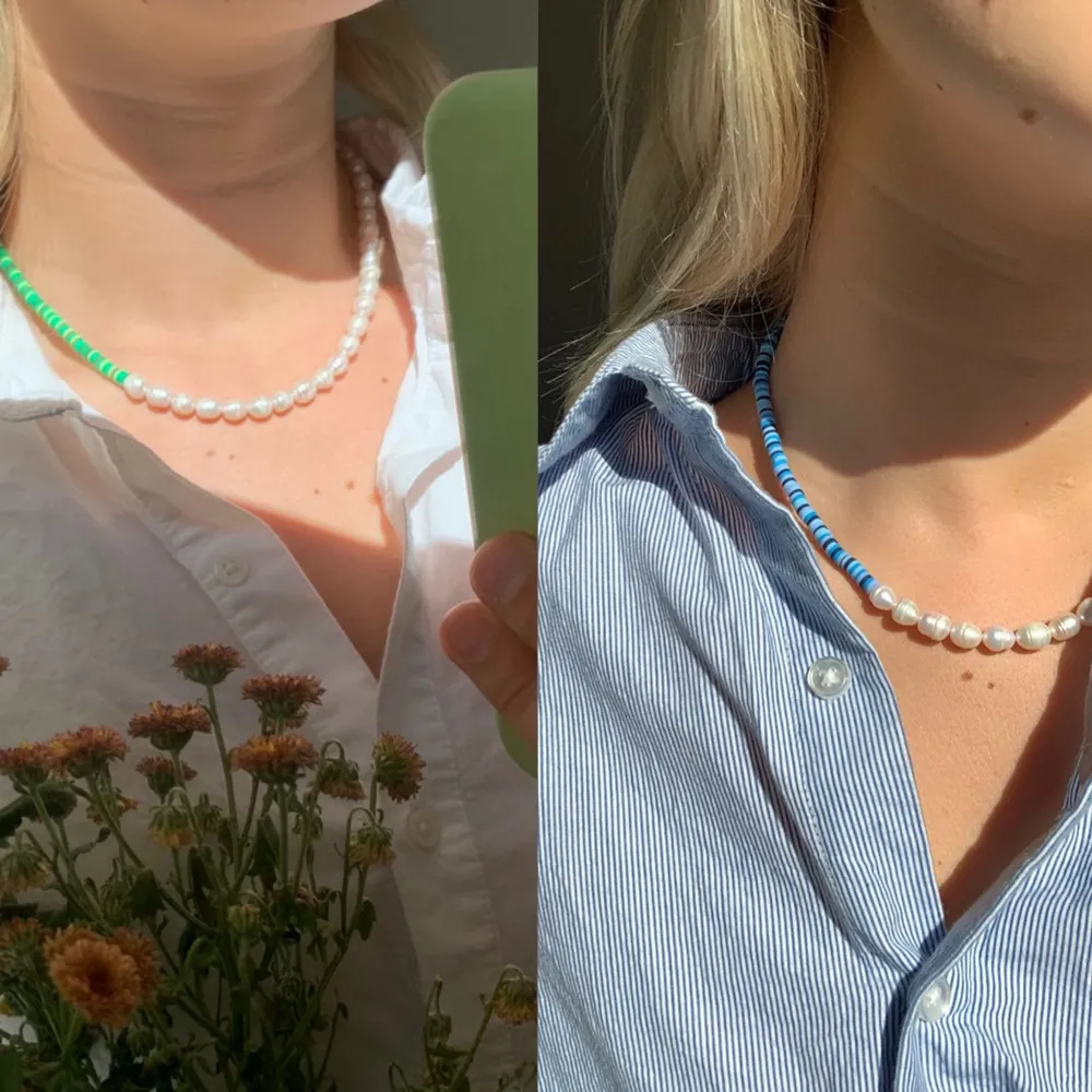 Säljer mycket smycken på Instagram: @aliceruthjewelry 🥰🥰 Gör halsbanden på egen hand för 249kr och frakten är endast 12kr! Det är justerbart och passar därför flera olika längder! Kontakta för frågor❤️. Accessoarer.