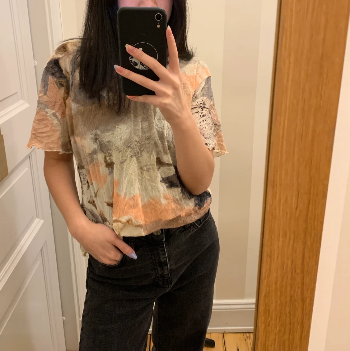 Mönstrig kortärmad tröja