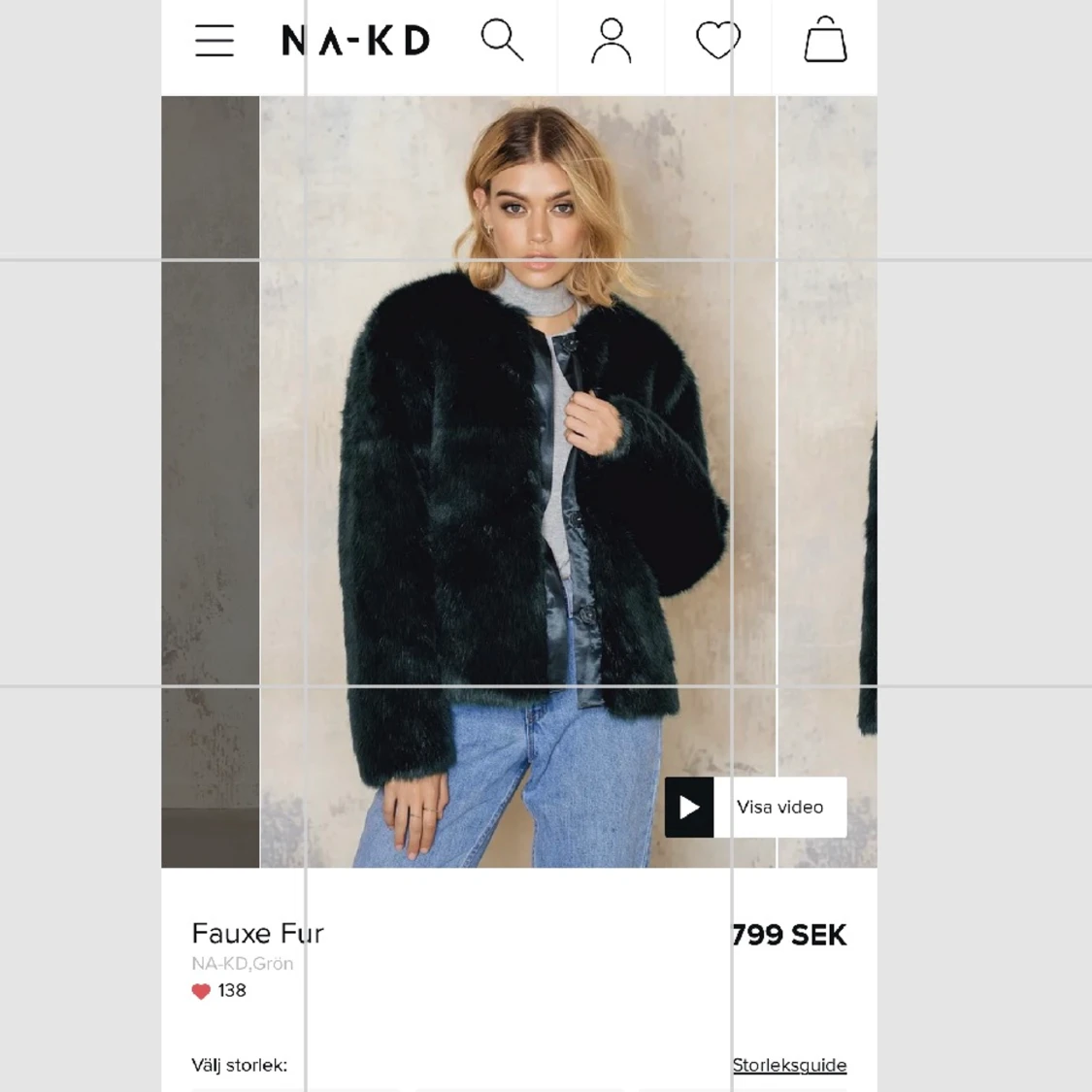 Mörkgrön faux fur NAKD  - 90