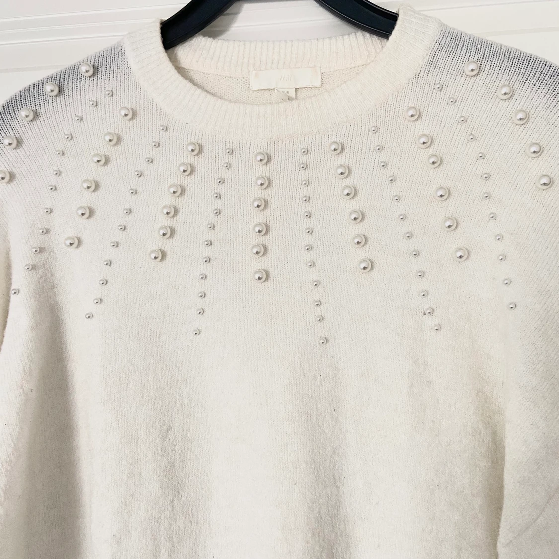 Vit stickad tröja - 90