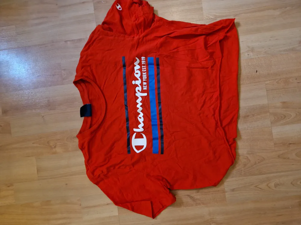 Röd croppad T-shirt ifrån Champion. Använt skick.❤️. T-shirts.