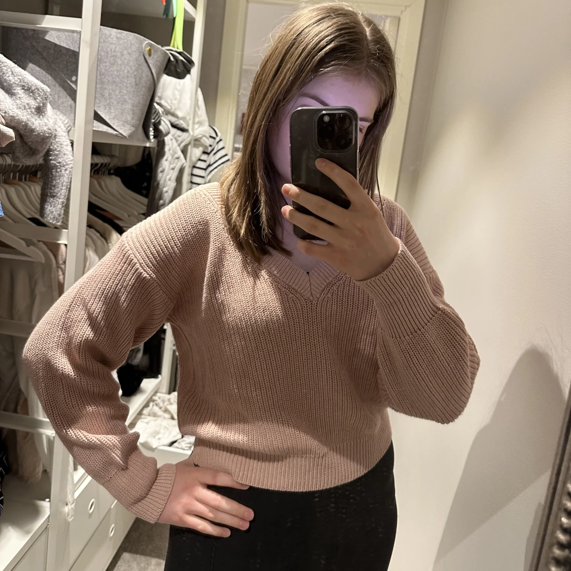 Virkad gammelrosa tröja - 90