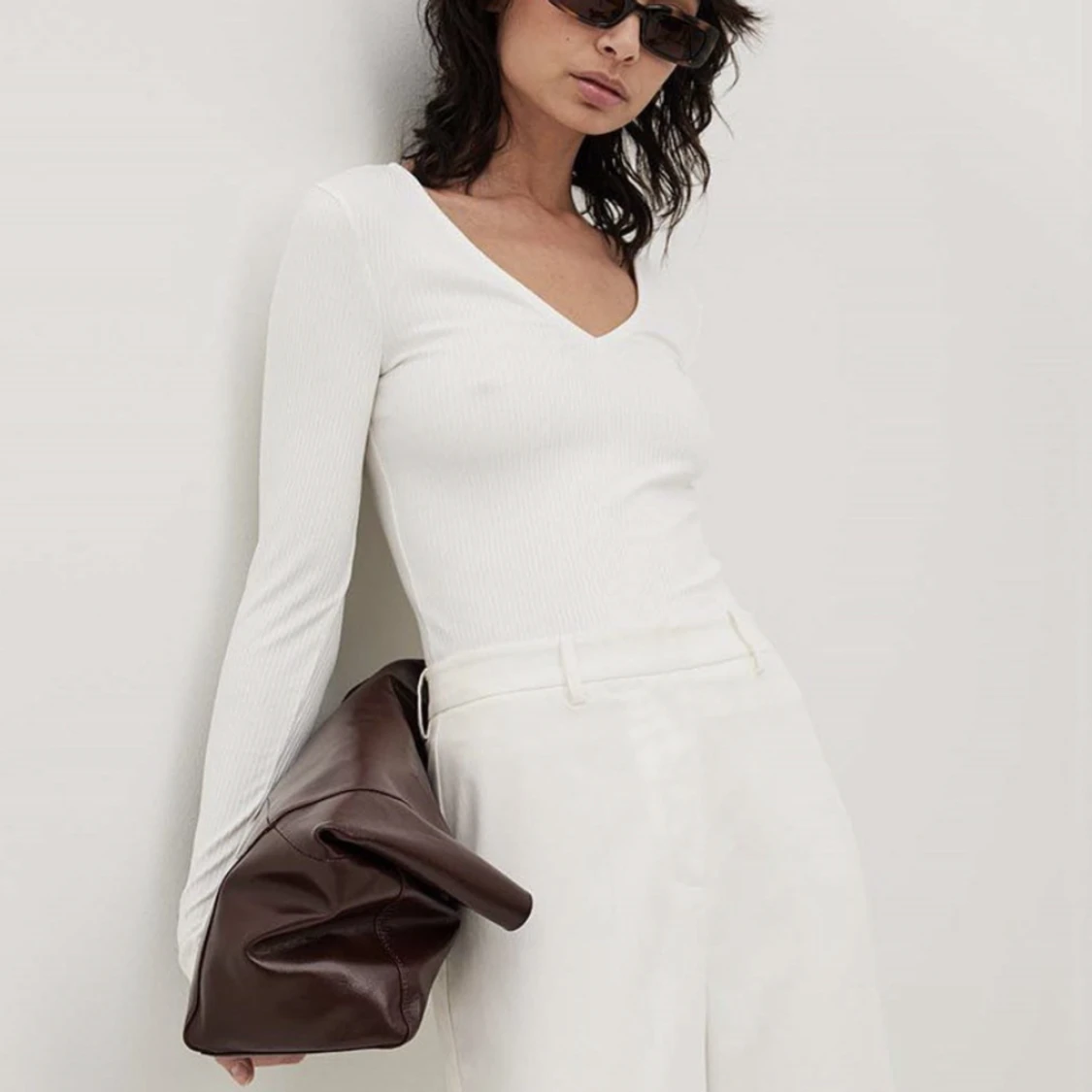 Vit ribbad tröja - 90