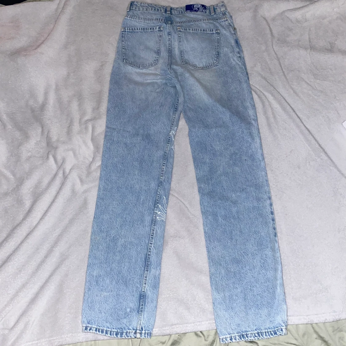 Blåa raka jeans med drake Small - 90