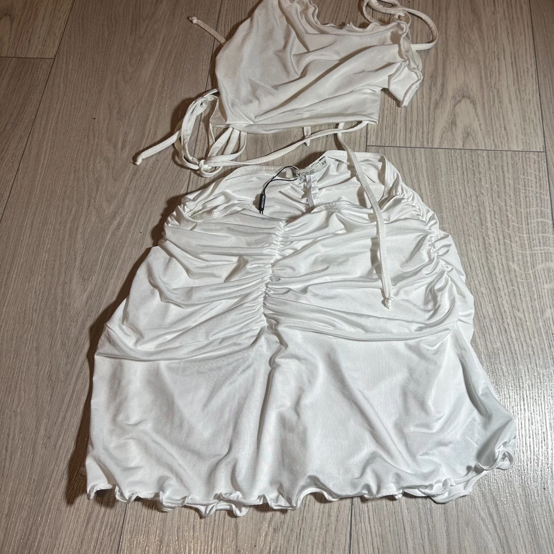 Halter Tie Back Top + Mini Ruched Skirt - 90