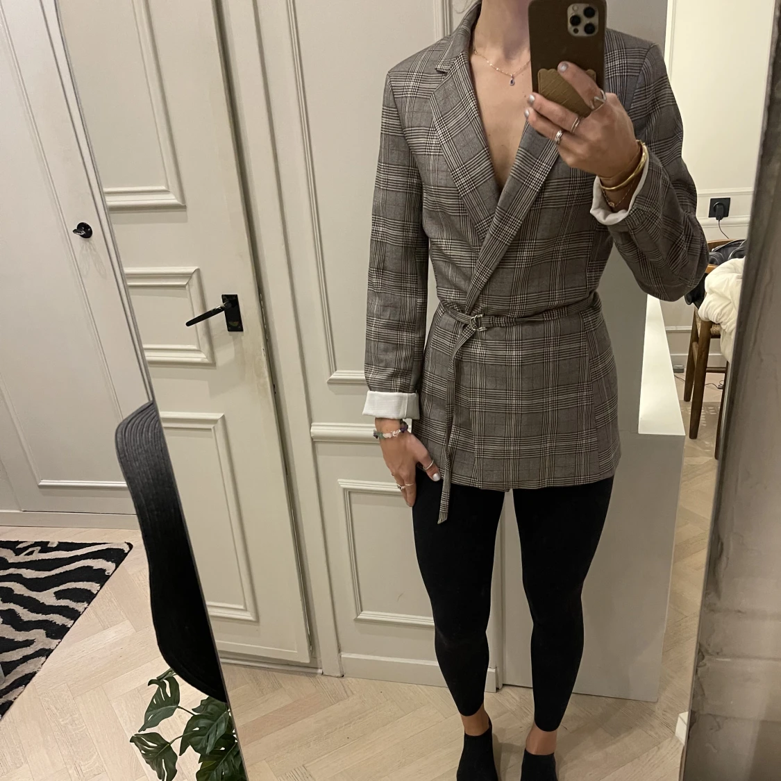 Grey/ red striped blazer 