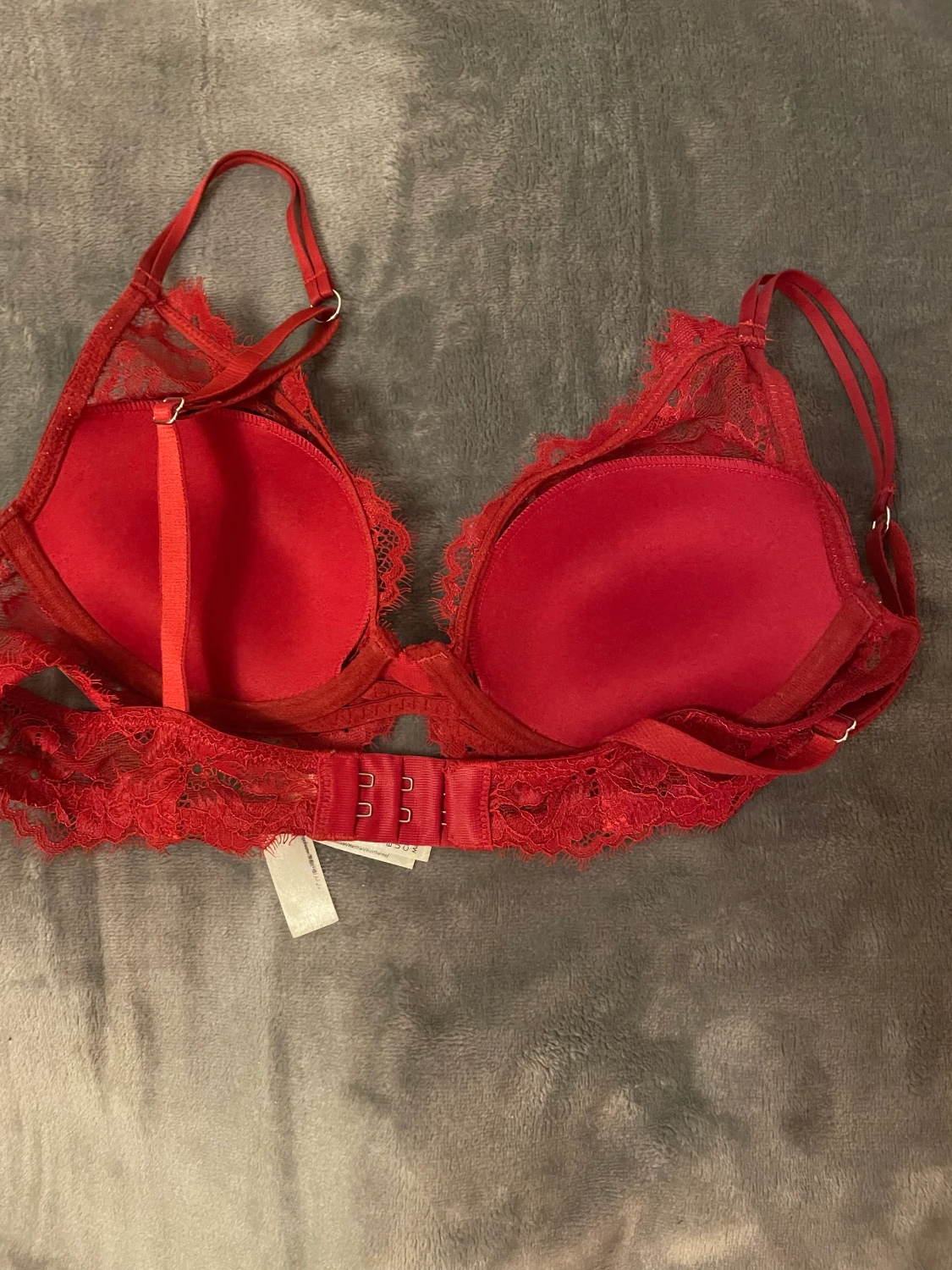 Röd spets-bh - 90