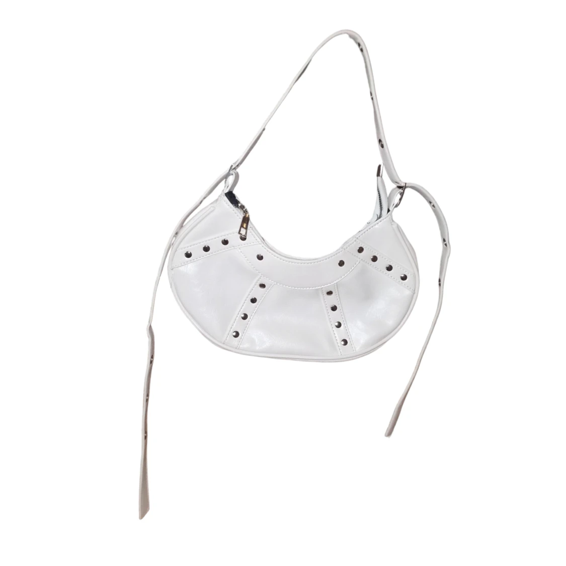 Vit Y2K handväska med platta nitar från tidigt 2000-tal  - 90