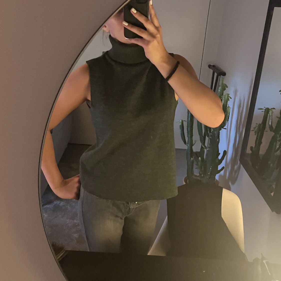 Grön stickat linne polo - 91