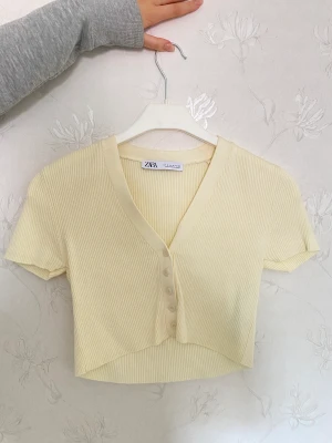 2 cropade tröjor från Zara - Säljer 2 likadana tröjor i blå och ljus gul i storlekna S. Aldrig använt. Köpte dom för 200kr styck men säljer båda för 200kr. Annars 110kr per styck annars. 