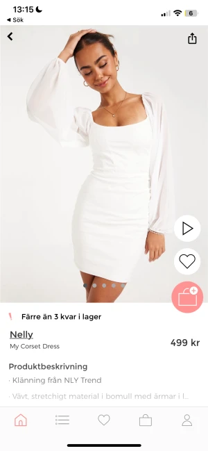 STUDENTKLÄNNING NELLY.COM - OANVÄND MED LAPPAR KVAR. URSPRUNGLIGEN 499kr.  Säljer denna fina klänning till student eller sommar i storlek 36/S, eftersom jag hittat en annan. Den passar mig bra och jag är 165 cm. 