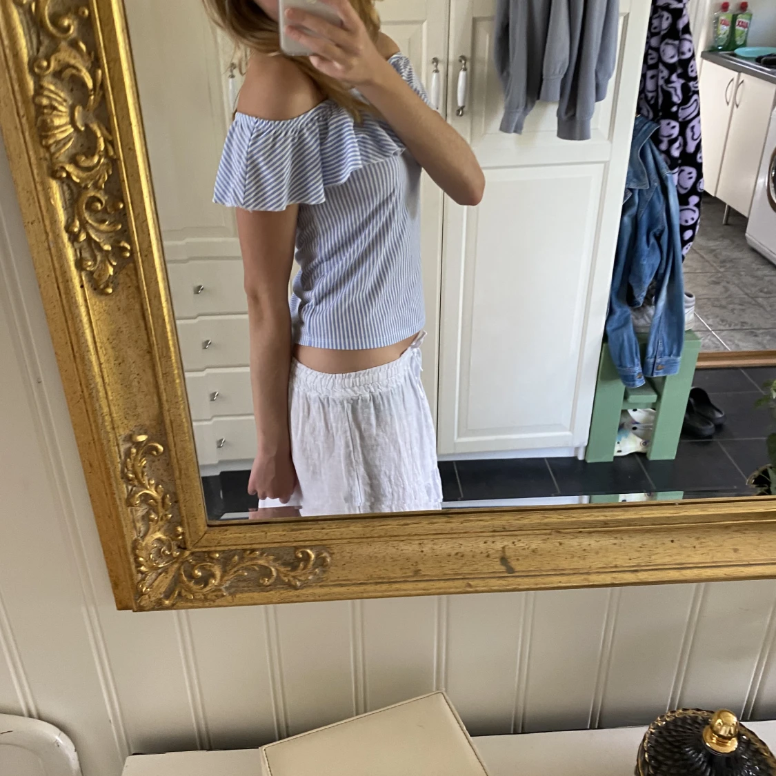 somrig ljusblå volangtopp - 91