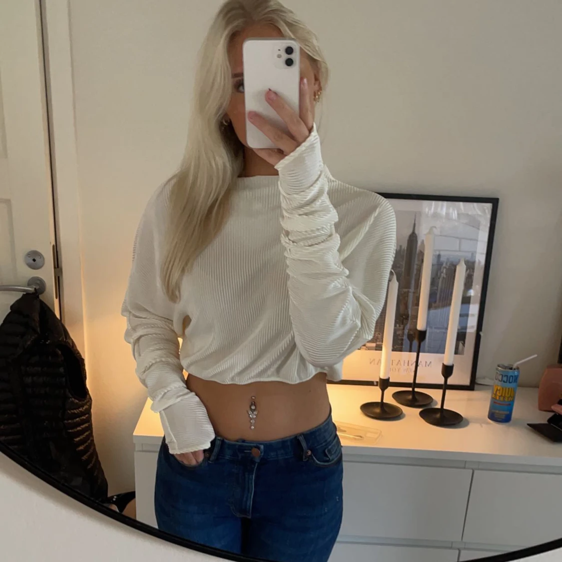 Vit långärmad topp