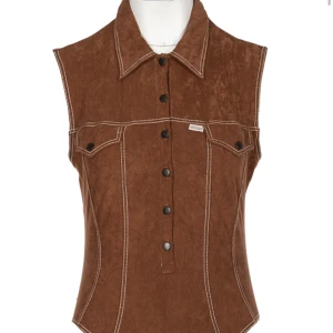 Bodysuit suede brun  - Vintage anti-flirt bodysuit 