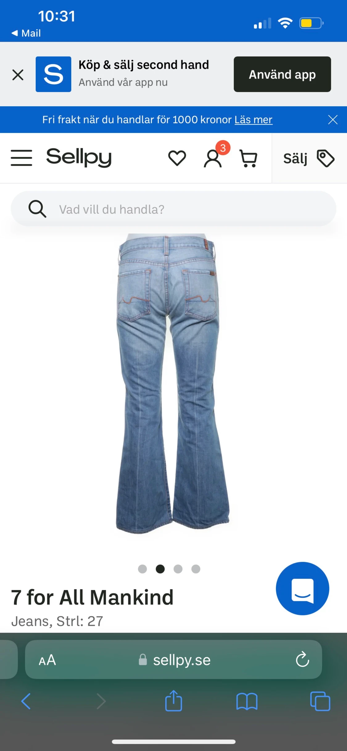 Ljusblå lågmidjade jeans - 90