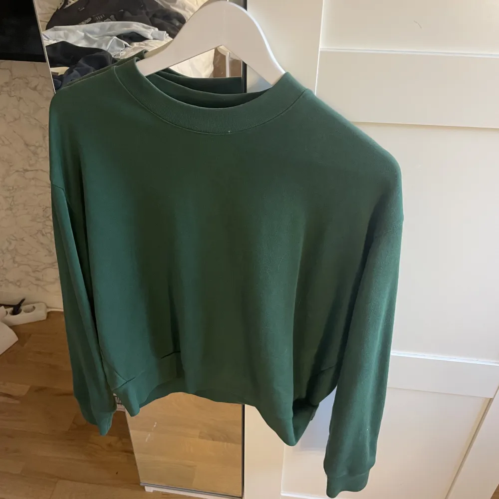 Säljer två tröjor från weekday som inte används längre. Den blåa tröjan är i storlek s och den gröna i xs. Köp båda för 100 eller en för 50. Tröjor & Koftor.