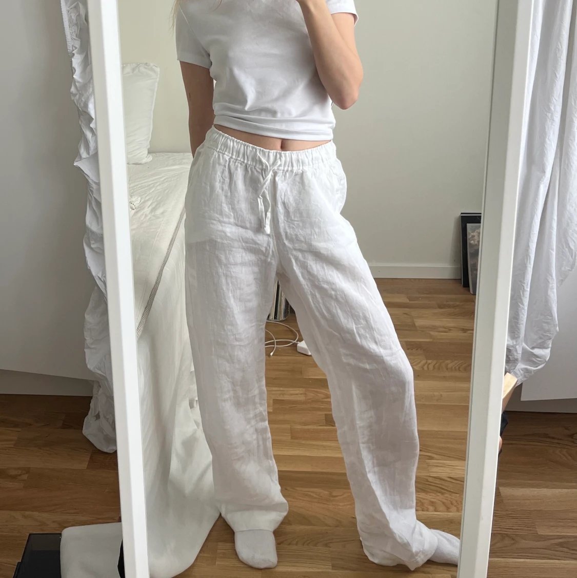 Vita linnebyxor - 90